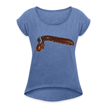 Frauen T-Shirt mit gerollten Ärmeln Ophistreptus guineensis - Denim meliert