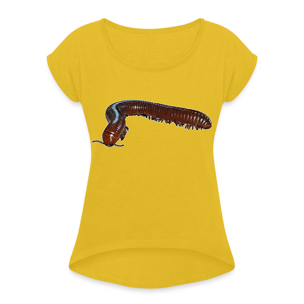 Frauen T-Shirt mit gerollten Ärmeln Ophistreptus guineensis - Senfgelb