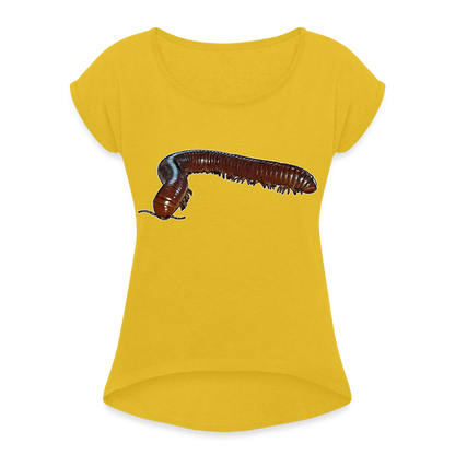 Frauen T-Shirt mit gerollten Ärmeln Ophistreptus guineensis - Senfgelb