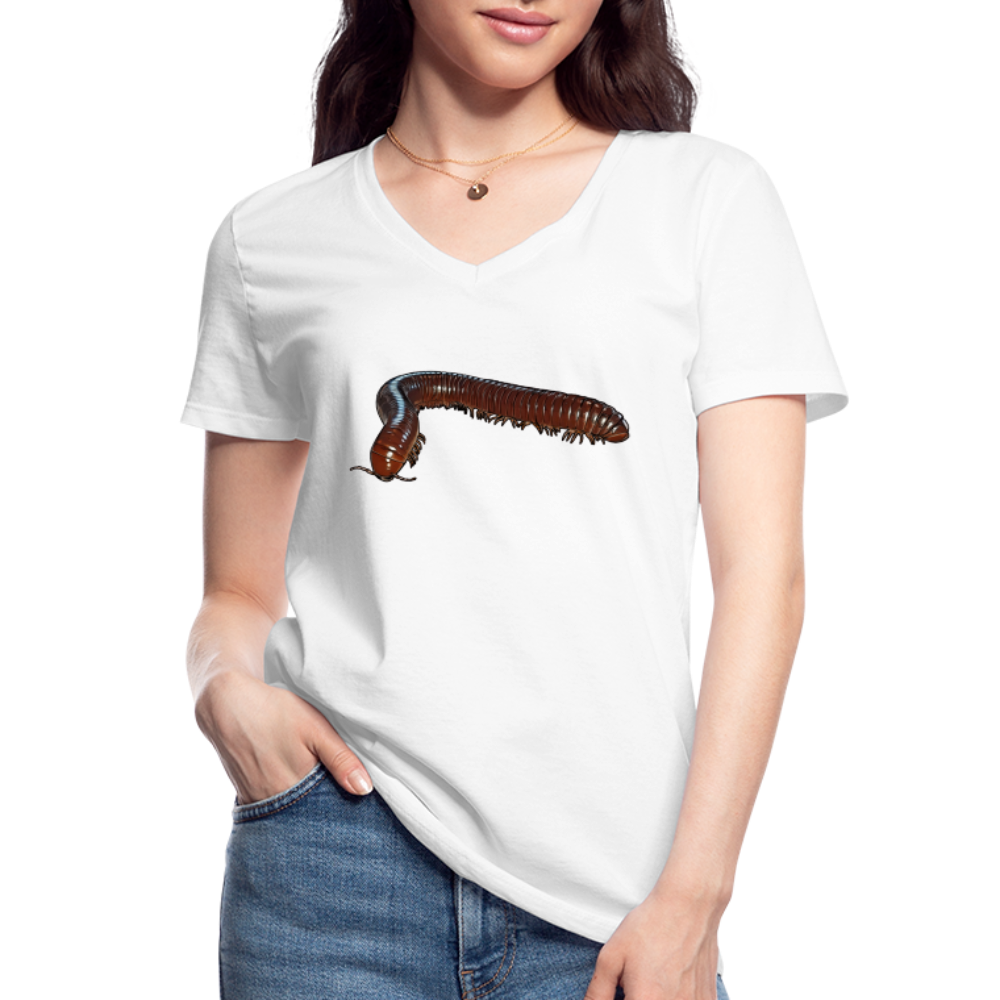 Frauen-T-Shirt mit V-Ausschnitt Ophistreptus guineensis - weiß