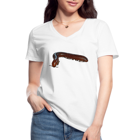 Frauen-T-Shirt mit V-Ausschnitt Ophistreptus guineensis - weiß