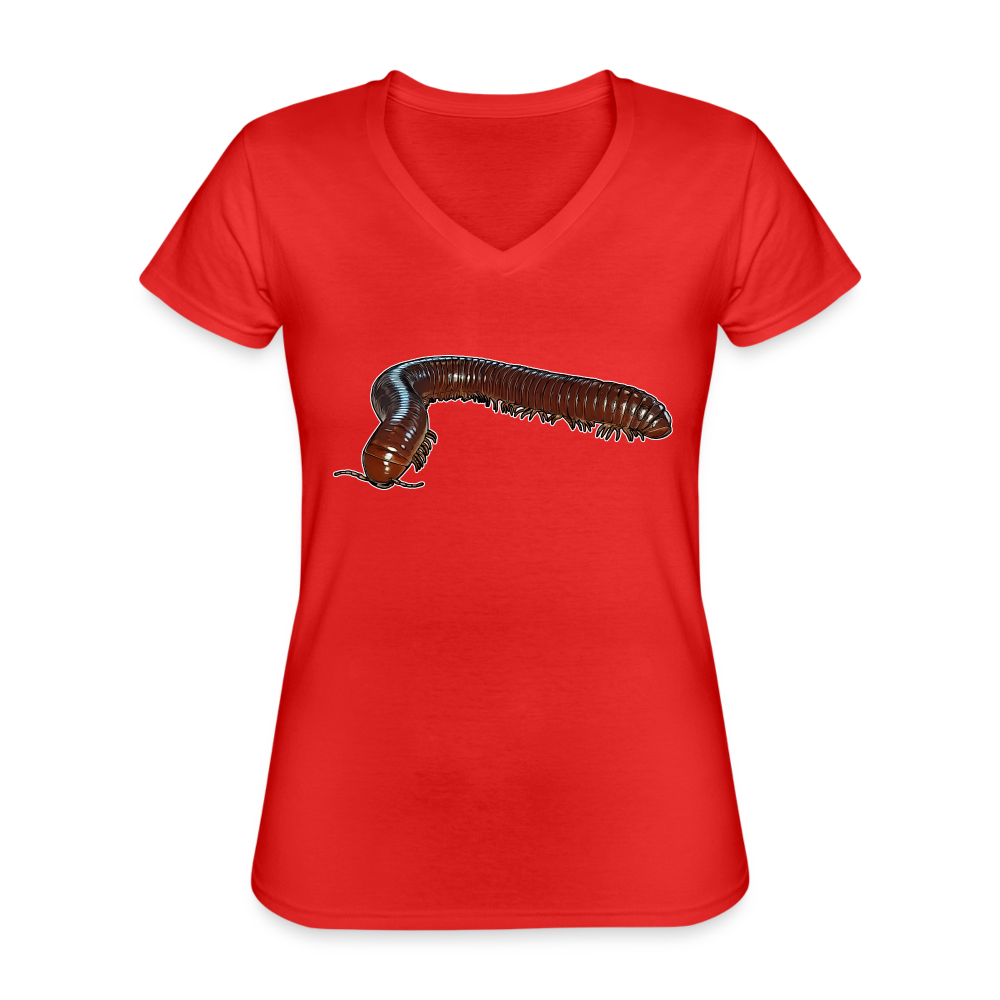 Frauen-T-Shirt mit V-Ausschnitt Ophistreptus guineensis - Rot