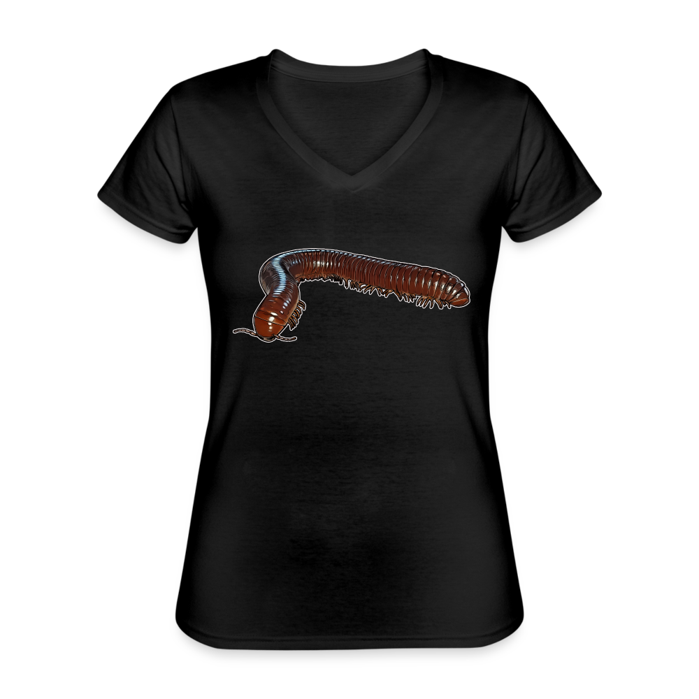 Frauen-T-Shirt mit V-Ausschnitt Ophistreptus guineensis - Schwarz