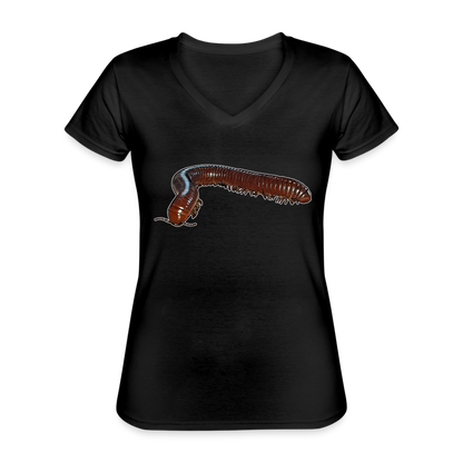 Frauen-T-Shirt mit V-Ausschnitt Ophistreptus guineensis - Schwarz