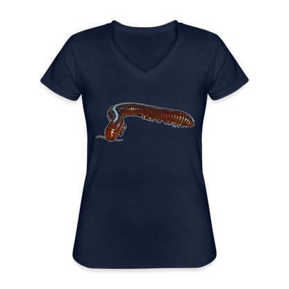 Frauen-T-Shirt mit V-Ausschnitt Ophistreptus guineensis - Navy