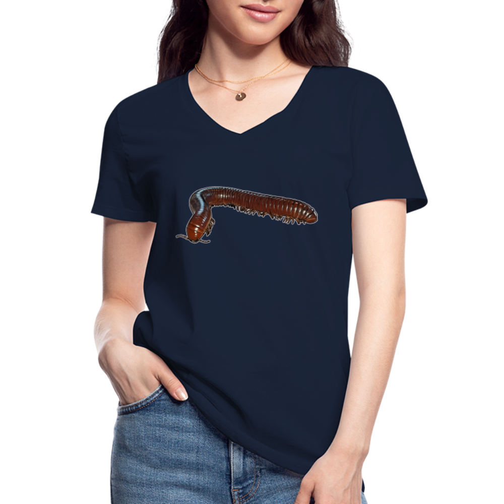 Frauen-T-Shirt mit V-Ausschnitt Ophistreptus guineensis - Navy