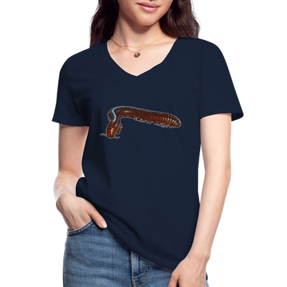Frauen-T-Shirt mit V-Ausschnitt Ophistreptus guineensis - Navy