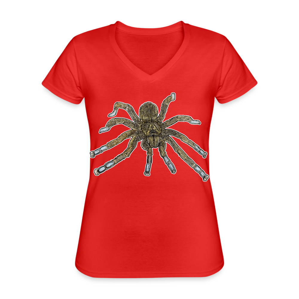 Frauen-T-Shirt mit V-Ausschnitt Idiothele mira - Rot