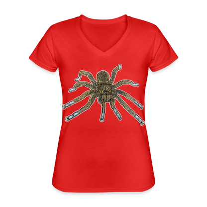 Frauen-T-Shirt mit V-Ausschnitt Idiothele mira - Rot