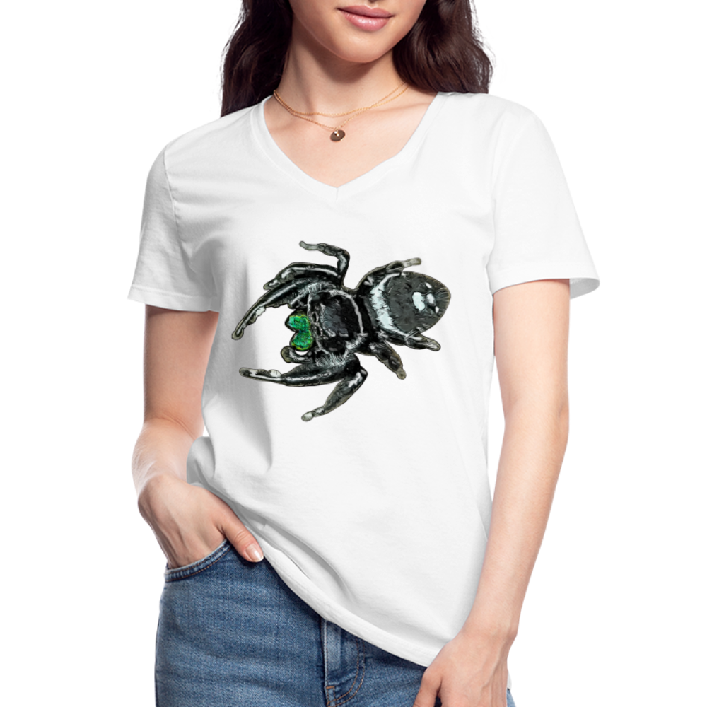 Frauen-T-Shirt mit V-Ausschnitt Phidippus regius White Bahamas male - weiß