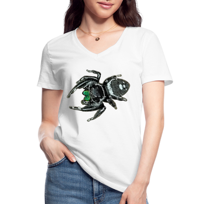 Frauen-T-Shirt mit V-Ausschnitt Phidippus regius White Bahamas male - weiß