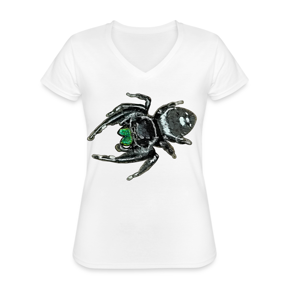 Frauen-T-Shirt mit V-Ausschnitt Phidippus regius White Bahamas male - weiß