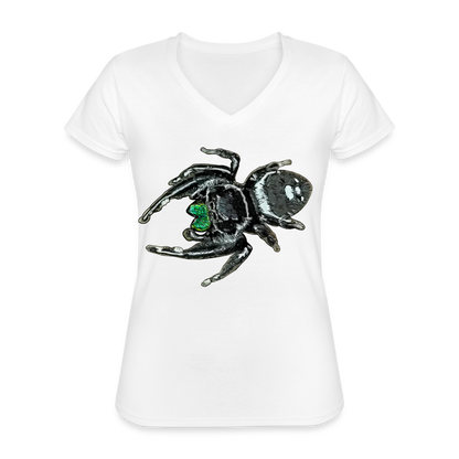 Frauen-T-Shirt mit V-Ausschnitt Phidippus regius White Bahamas male - weiß
