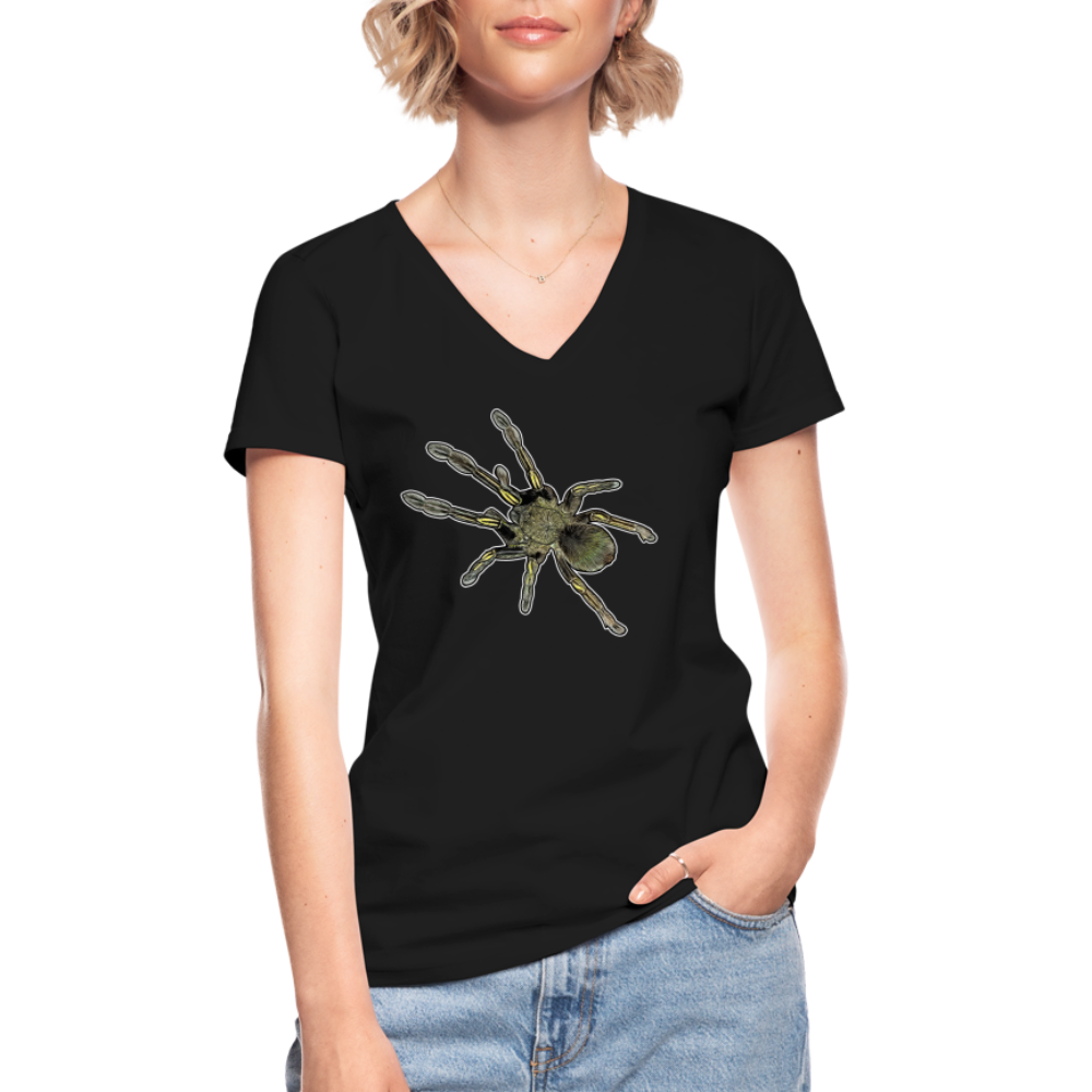 Frauen-T-Shirt mit V-Ausschnitt Ephebopus murinus - Schwarz