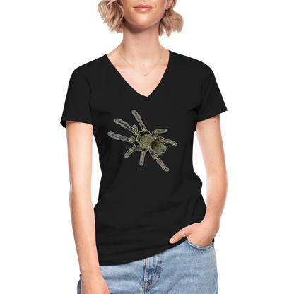 Frauen-T-Shirt mit V-Ausschnitt Ephebopus murinus - Schwarz