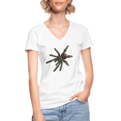 Frauen-T-Shirt mit V-Ausschnitt Caribena versicolor - weiß