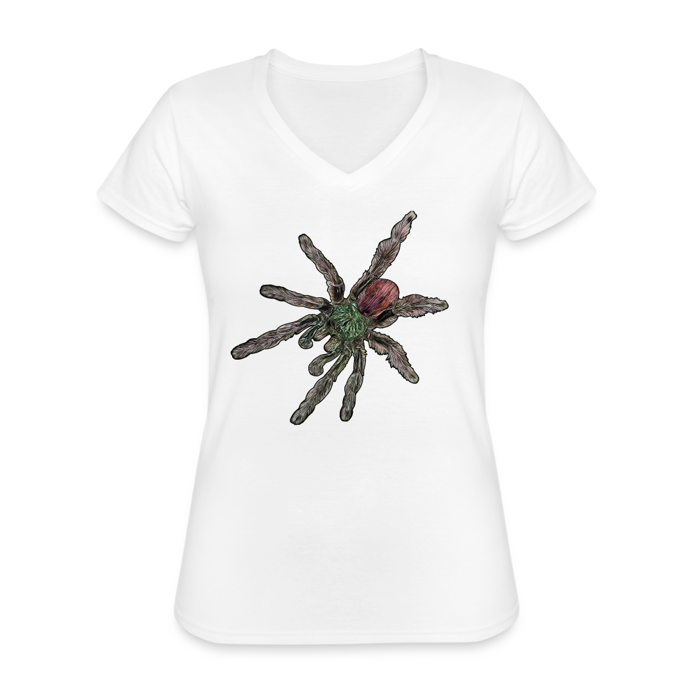 Frauen-T-Shirt mit V-Ausschnitt Caribena versicolor - weiß