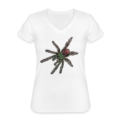 Frauen-T-Shirt mit V-Ausschnitt Caribena versicolor - weiß