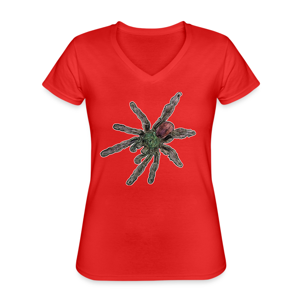 Frauen-T-Shirt mit V-Ausschnitt Caribena versicolor - Rot