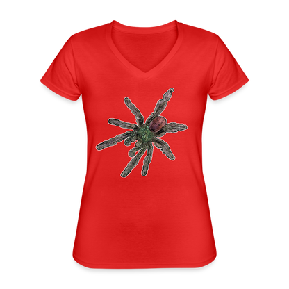 Frauen-T-Shirt mit V-Ausschnitt Caribena versicolor - Rot