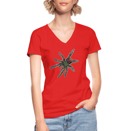 Frauen-T-Shirt mit V-Ausschnitt Caribena versicolor - Rot