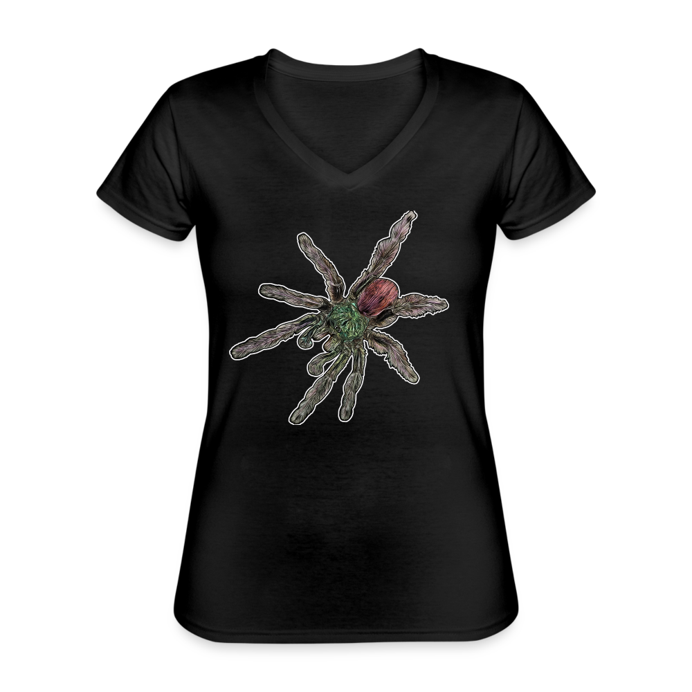 Frauen-T-Shirt mit V-Ausschnitt Caribena versicolor - Schwarz