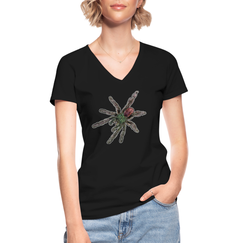 Frauen-T-Shirt mit V-Ausschnitt Caribena versicolor - Schwarz