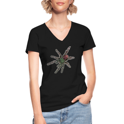 Frauen-T-Shirt mit V-Ausschnitt Caribena versicolor - Schwarz