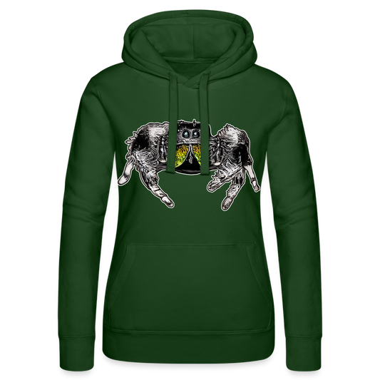 Frauen Russell Kapuzen Sweater Phidippus regius Rastafari male - Flaschengrün