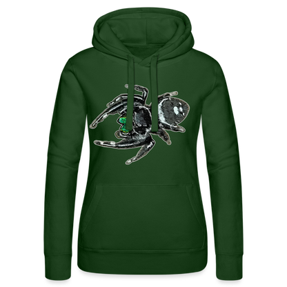 Frauen Russell Kapuzen Sweater Phidippus regius White Bahamas male - Flaschengrün