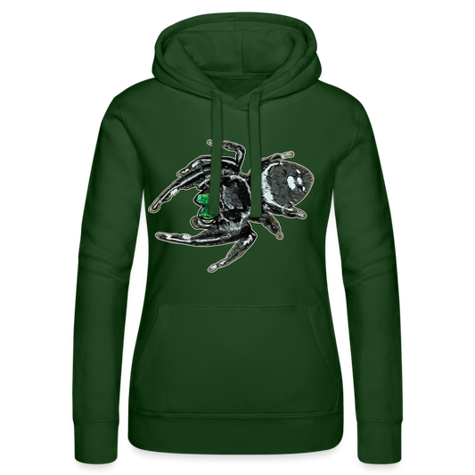 Frauen Russell Kapuzen Sweater Phidippus regius White Bahamas male - Flaschengrün