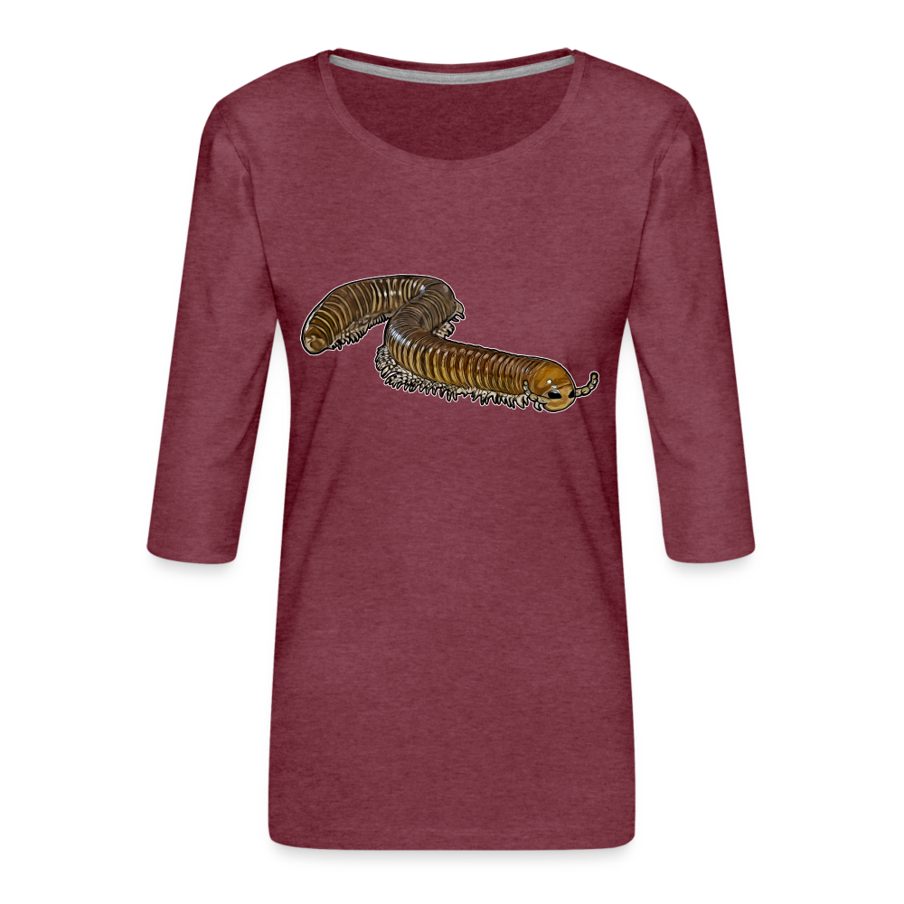 Frauen 3/4-Arm Shirt Telodeinopus aoutii - Bordeauxrot meliert