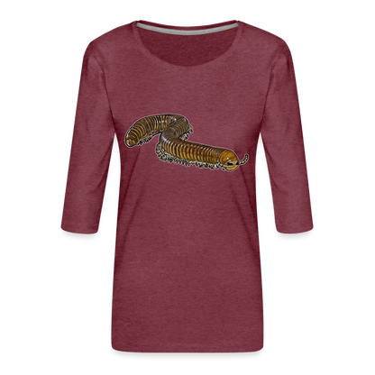 Frauen 3/4-Arm Shirt Telodeinopus aoutii - Bordeauxrot meliert