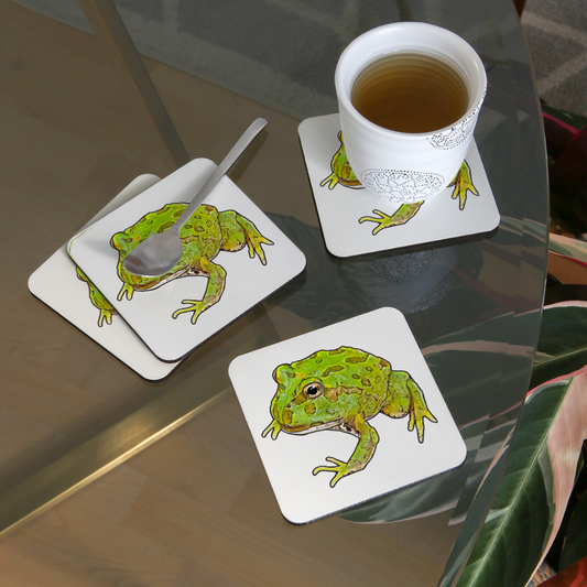 Untersetzer 4er Set Ceratophrys cranwelli Peppermint Blue - weiß