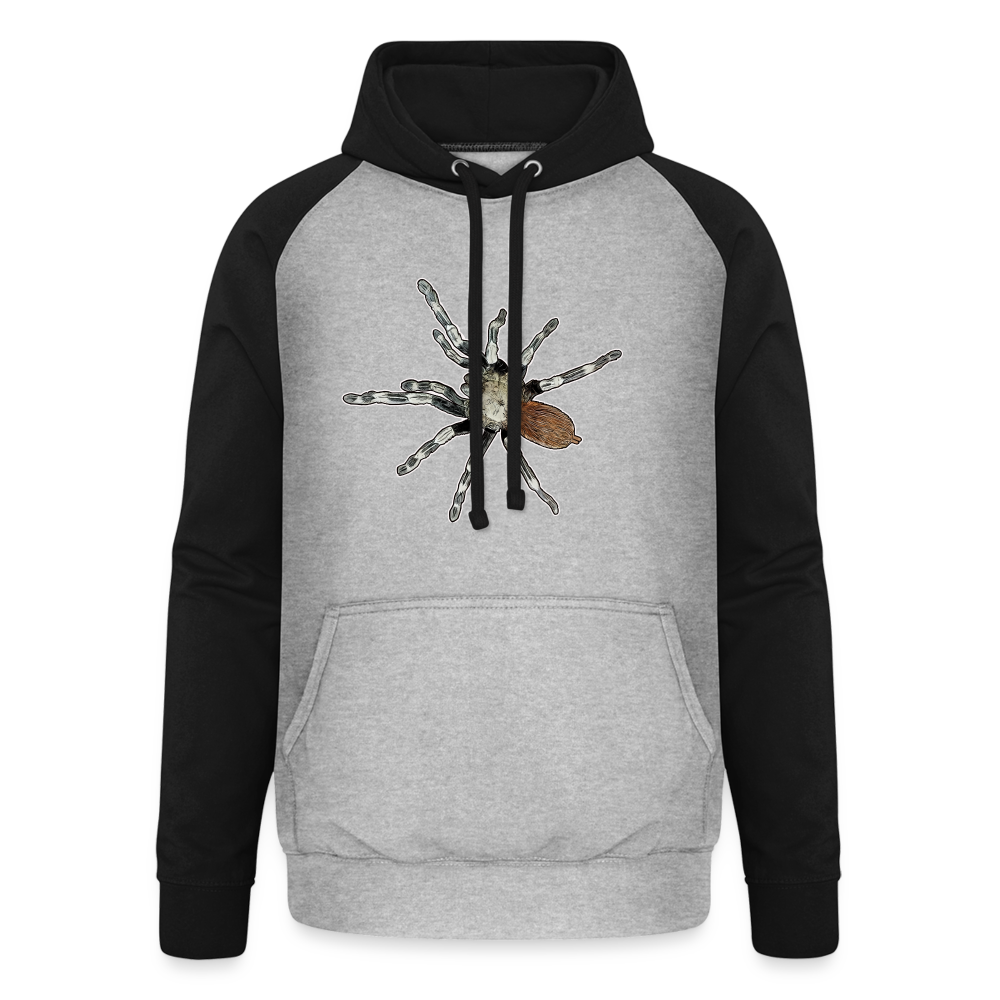 Unisex Baseball Hoodie Nhandu chromatus - Grau meliert/Schwarz