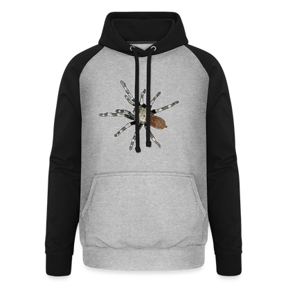 Unisex Baseball Hoodie Nhandu chromatus - Grau meliert/Schwarz