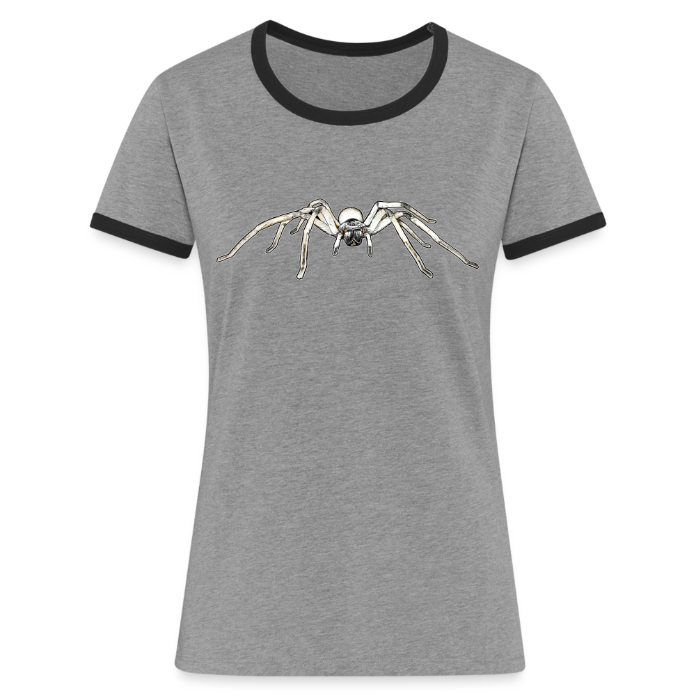 Frauen Kontrast-T-Shirt Cerbalus negebensis - Grau meliert/Schwarz