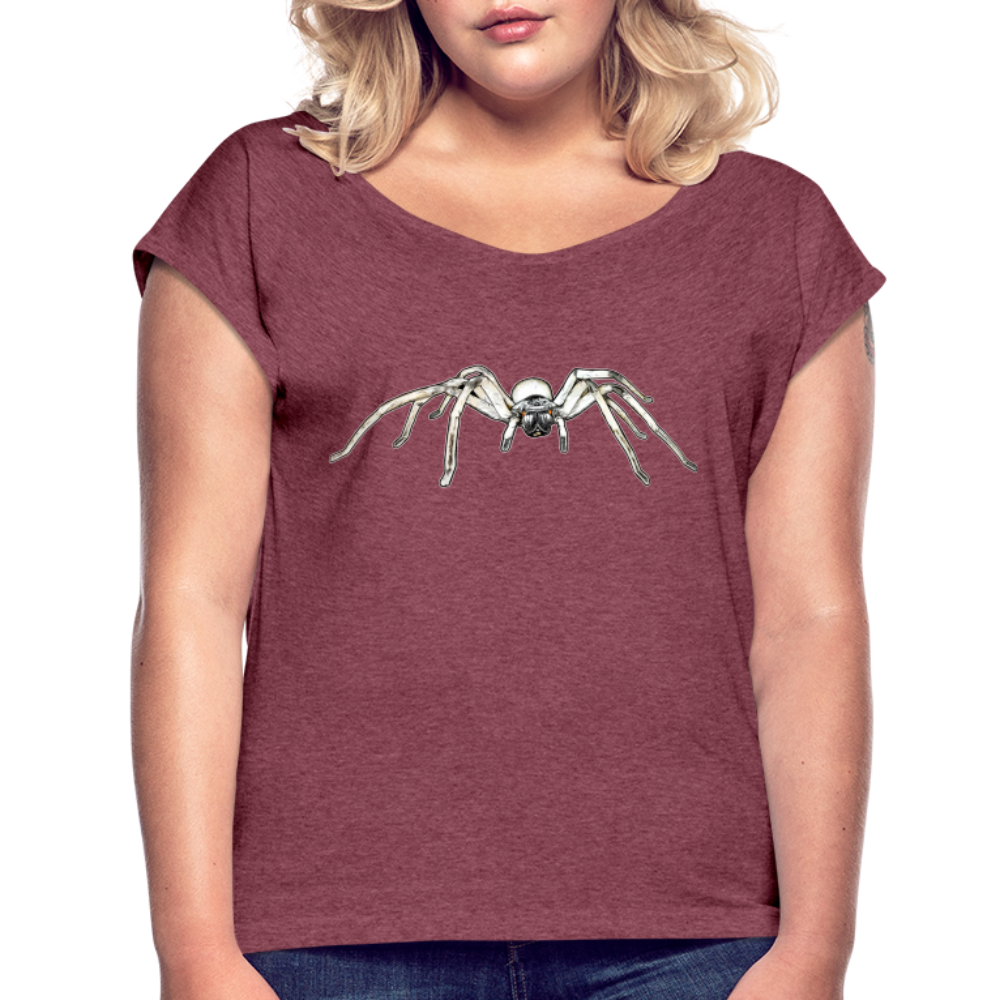 Frauen T-Shirt mit gerollten Ärmeln Cerbalus negebensis - Bordeauxrot meliert