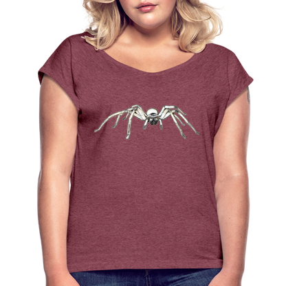 Frauen T-Shirt mit gerollten Ärmeln Cerbalus negebensis - Bordeauxrot meliert