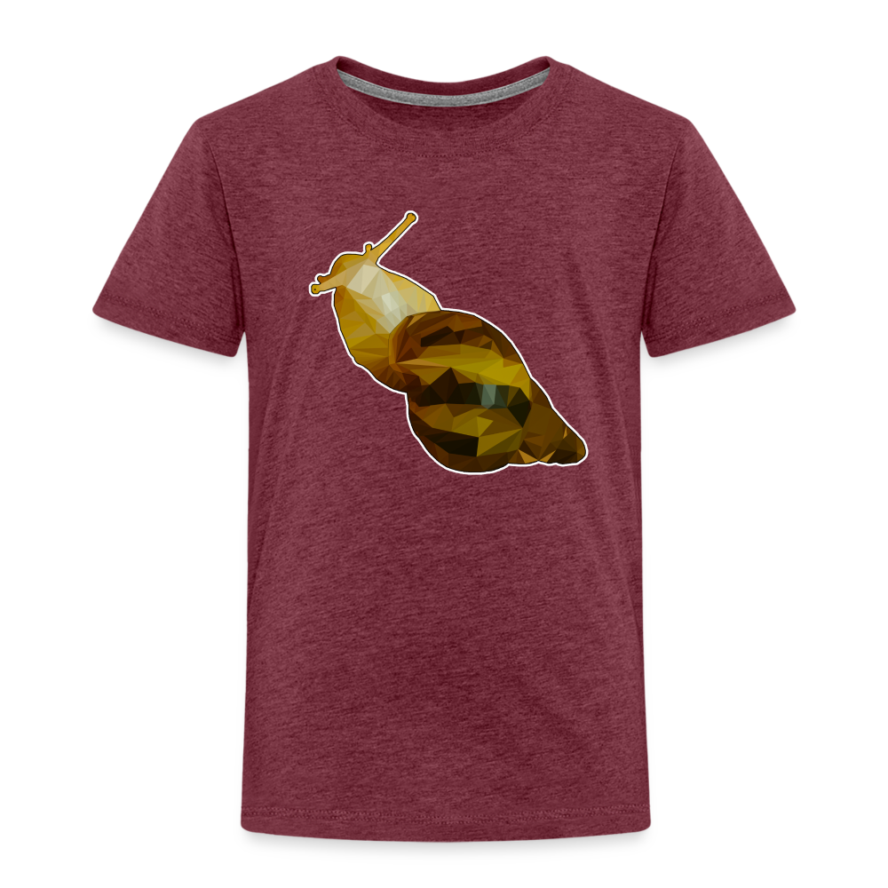 Kinder Basic T-Shirt Achatina reticulata Low Poly - Bordeauxrot meliert