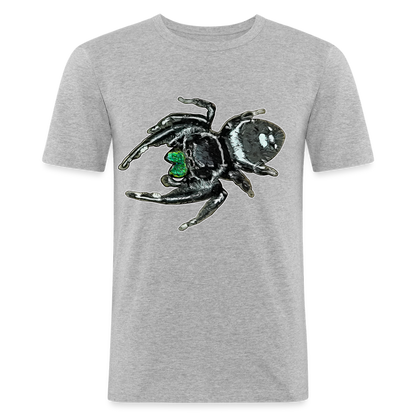 Männer Slim Fit T-Shirt Phidippus regius White Bahamas male - Grau meliert
