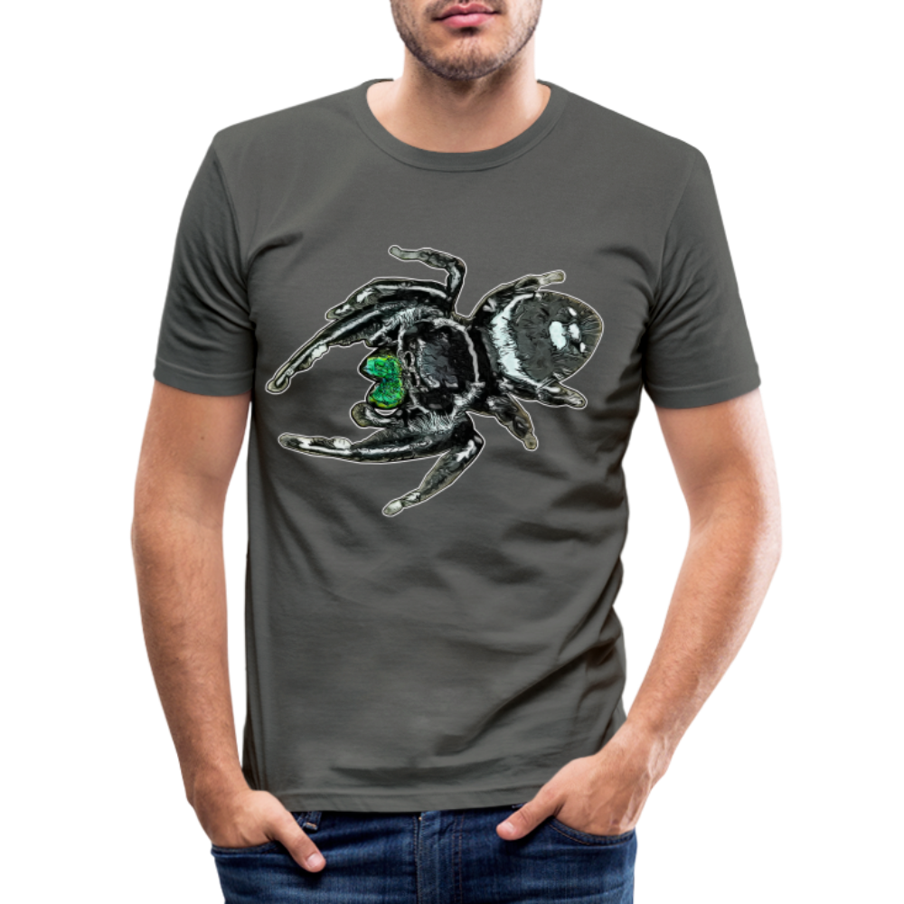 Männer Slim Fit T-Shirt Phidippus regius White Bahamas male - Graphite
