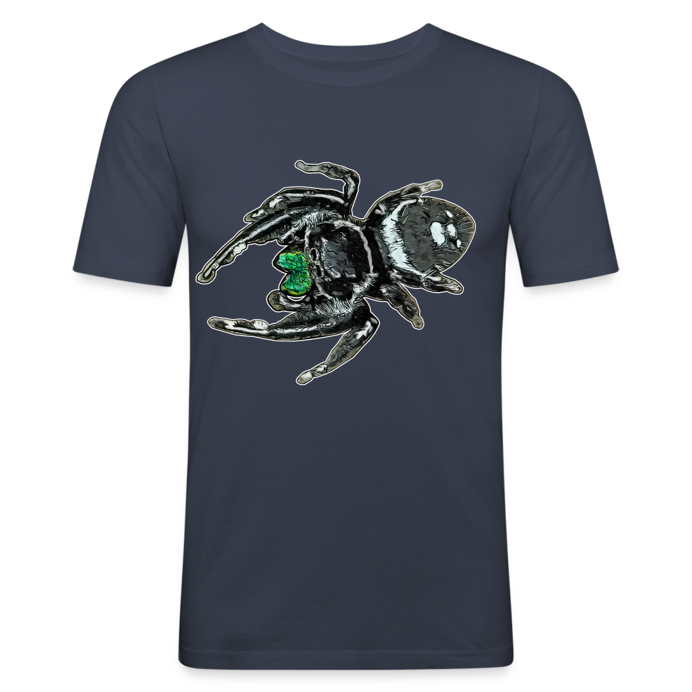 Männer Slim Fit T-Shirt Phidippus regius White Bahamas male - Navy