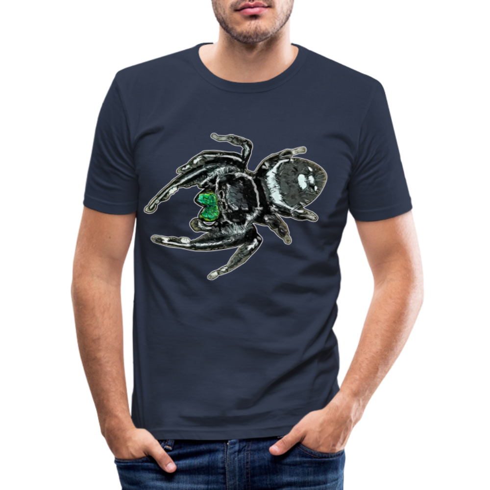 Männer Slim Fit T-Shirt Phidippus regius White Bahamas male - Navy