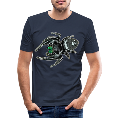 Männer Slim Fit T-Shirt Phidippus regius White Bahamas male - Navy