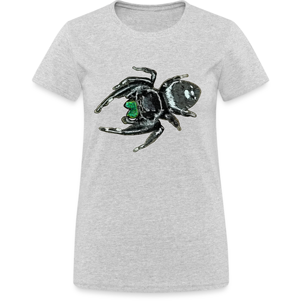 Frauen Gildan Heavy T-Shirt Phidippus regius White Bahamas male - Grau meliert