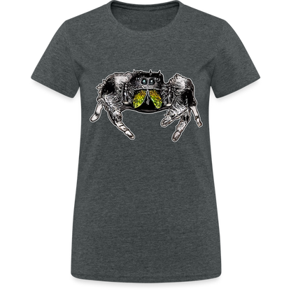 Frauen Gildan Heavy T-Shirt Phidippus regius Rastafari male - Dunkelgrau meliert