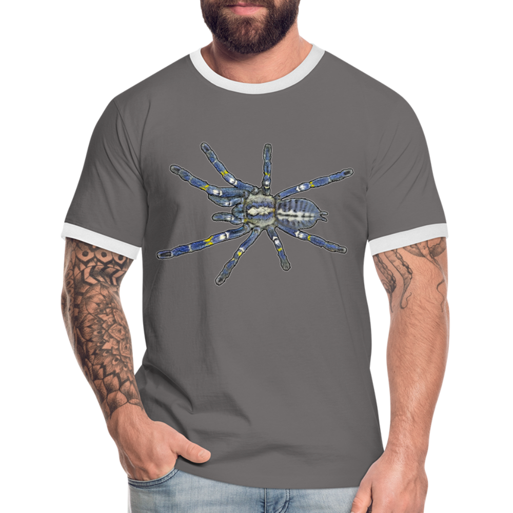 Männer Kontrast-T-Shirt Poecilotheria metallica - Dunkelgrau/Weiß