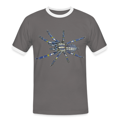 Männer Kontrast-T-Shirt Poecilotheria metallica - Dunkelgrau/Weiß