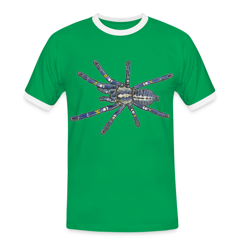 Männer Kontrast-T-Shirt Poecilotheria metallica - Kelly Green/Weiß